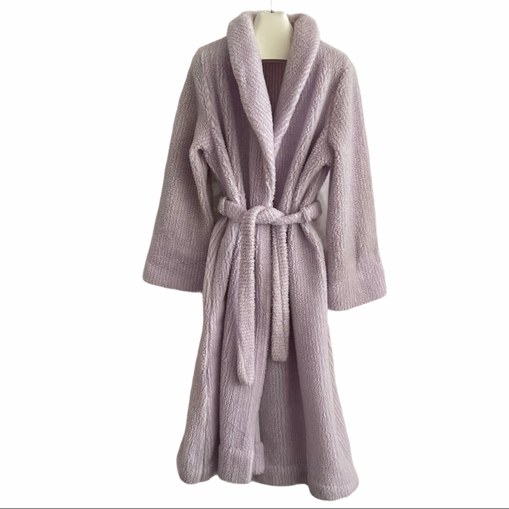 BORG Robe Vintage Plush Faux Fur Purple White Striped Size 2X